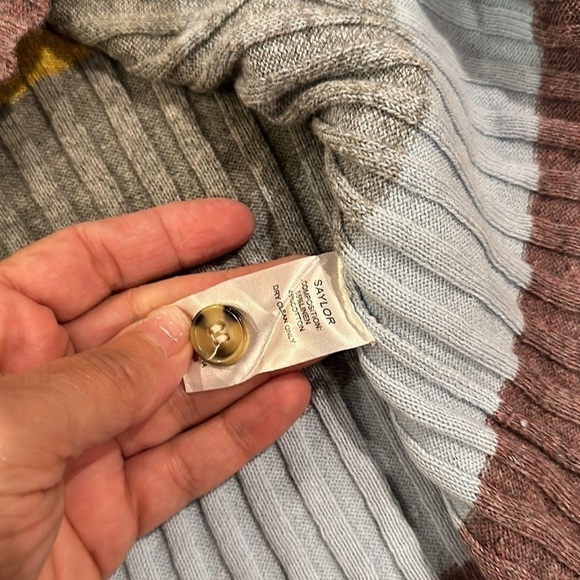 SAYLOR Syra Striped Linen Cotton Cardigan Large - Picture 8 of 12